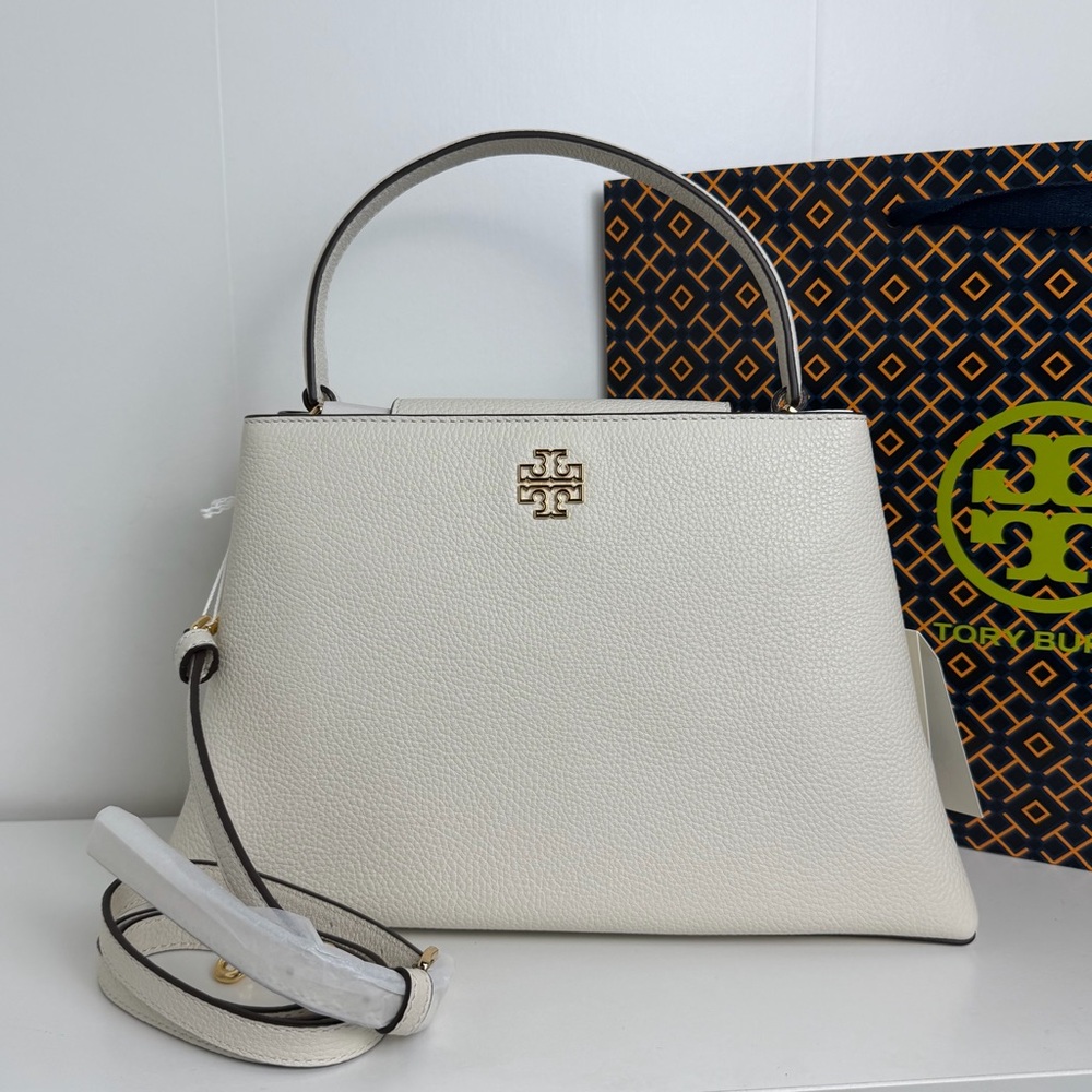 NWT Tory Burch Cream Satchel with Gold Accents